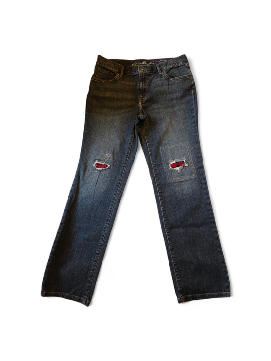Eddie Bauer Denim - Eddie Bauer Womens Boyfriend Relaxed Distressed Jeans Size 10 Dark Wash